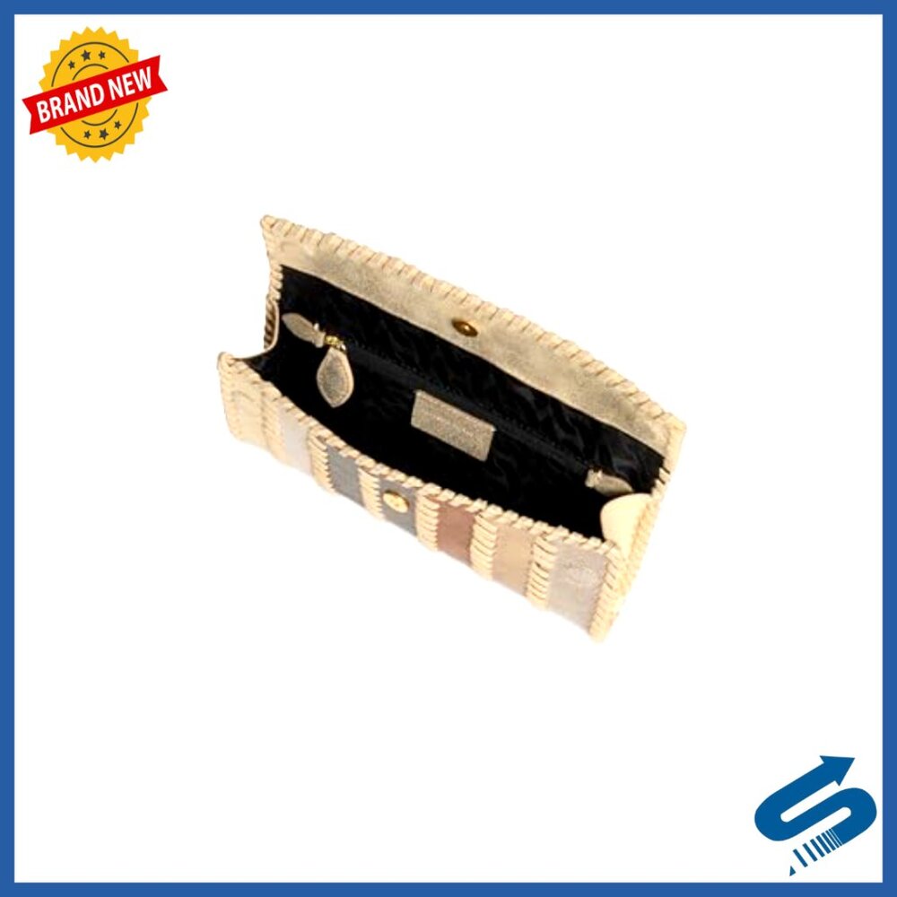 Leather Patchwork Clutch Foldover Statement Piece… - image 3